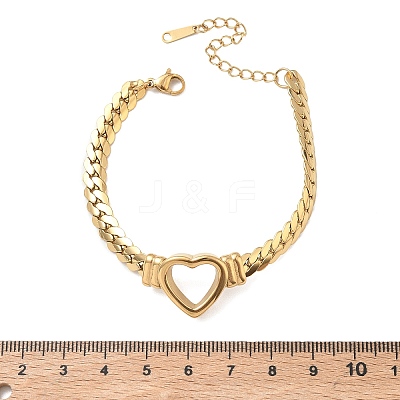 304 Stainless Steel Heart Link Bracelets BJEW-F544-01G-1