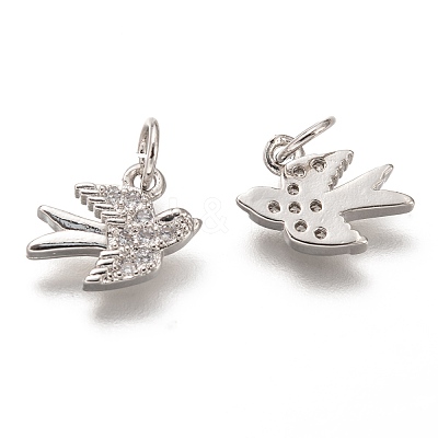 Brass Micro Pave Clear Cubic Zirconia Charms ZIRC-C020-48P-1