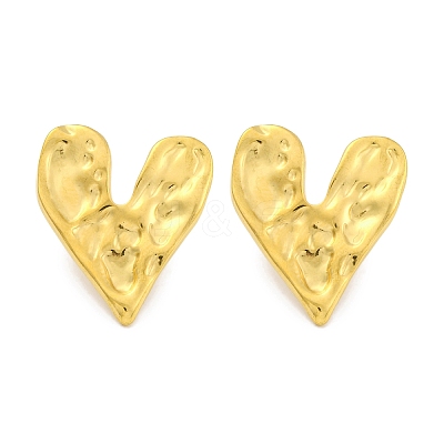 Heart Ion Plating(IP) 304 Stainless Steel Stud Earrings EJEW-H013-34G-1