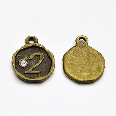 Antique Bronze Plated Alloy Rhinestone Charms ALRI-J153-02-NF-1