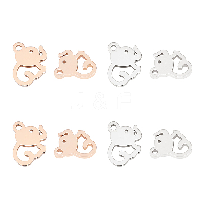 8Pcs 2 Colors 304 Stainless Steel Charms STAS-UN0028-65-1