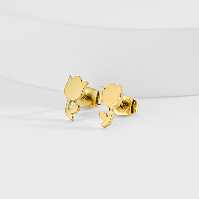 304 Stainless Steel Stud Earrings for Women WG63727-01-1