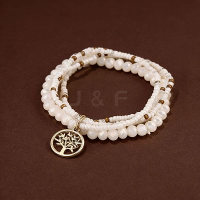 Bohemian Plastic & Glass Beads Multi-strand Stretch Bracelets WG97FA6-01-1