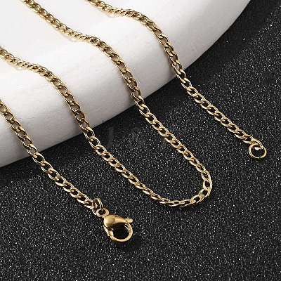 Ion Plating(IP) 304 Stainless Steel Curb Chain Necklaces NJEW-K099-04G-1