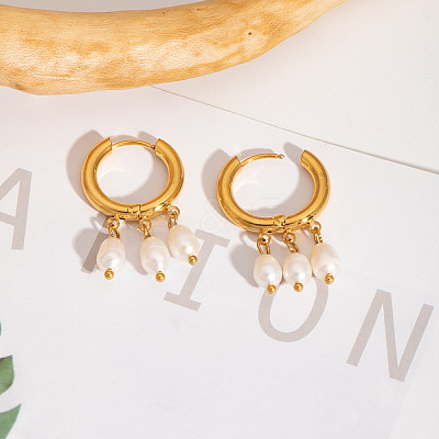 Fashionable 304 Stainless Steel Rice Chandelier Earrings HF3347-1-1