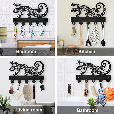 Wood & Iron Wall Mounted Hangers HJEW-WH0055-057-1