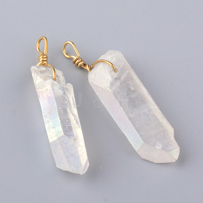 Electroplate Natural Quartz Pendants X-G-Q481-74C-1