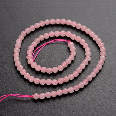 Round Natural Rose Quartz Gemstone Bead Strands G-J333-02-4mm-1