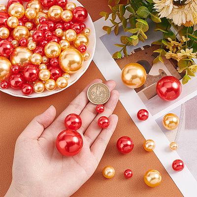 Gradient Round ABS Plastic Imitation Pearl No Hole Beads FIND-PH0007-81-1