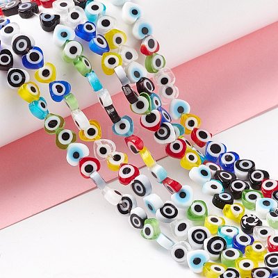 Handmade Evil Eye Lampwork Beads Strands LAMP-F023-A07-1