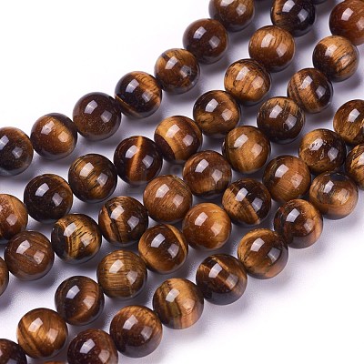 Round Tiger Eye Beads Strands X-Z0RQT012-1