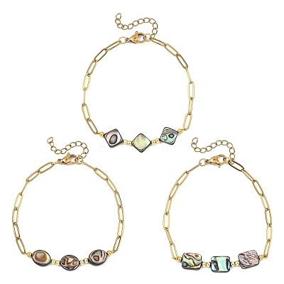 Abalone Shell/Paua Shell Beads Link Bracelets BJEW-JB13824-1