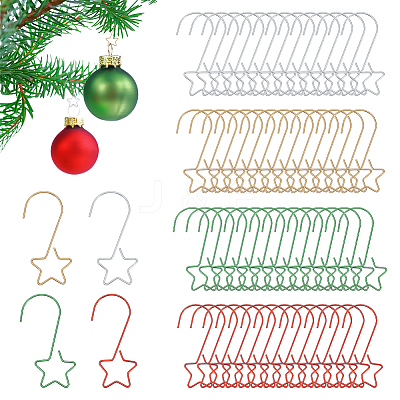 100Pcs 4 Colors Star Stainless Steel Hook Hangers STAS-ME0003-32-1