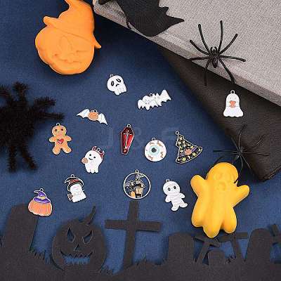 28Pcs 14 Styles Halloween Theme Alloy Enamel Pendants ENAM-SZ0001-63P-1