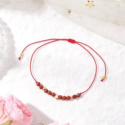 Natural Round Red Jasper Beads Braided Bead Bracelets for Women BJEW-JB11655-06-1