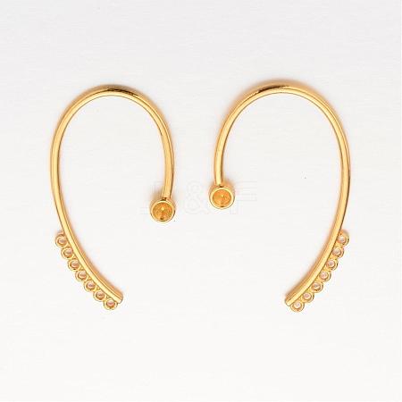 Alloy Cuff Earring Rhinestone Settings KK-M173-02G-1