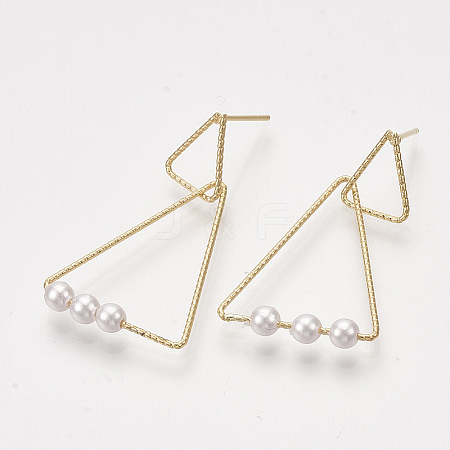 Brass Dangle Stud Earrings KK-S348-413-1
