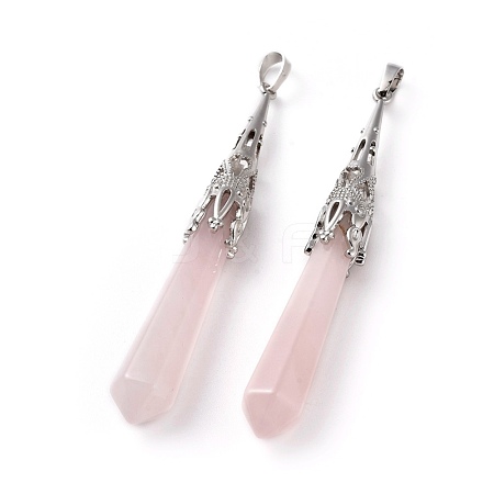 Natural Rose Quartz Big Pointed Pendants G-G797-05P-08-1