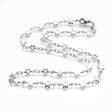 Non-Tarnish 304 Stainless Steel Chain Necklaces STAS-P164-27P-1