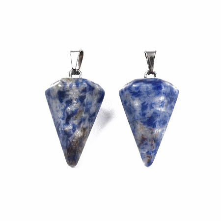 Cone/Spike/Pendulum Natural Blue Spot Jasper Pendants G-R278-76-1