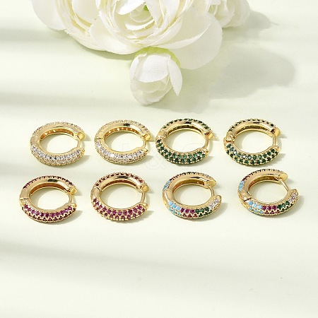 Brass Micro Pave Cubic Zirconia Hoop Earrings KK-CBA8324-24G-1