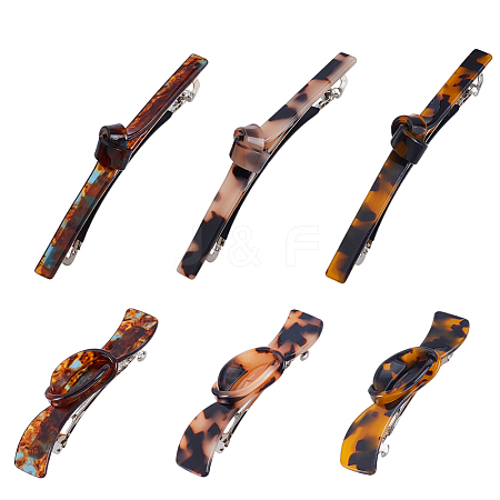 6Pcs 6 Styles Acetic Acid and Iron Snap Hair Clips PHAR-GA0001-02-1