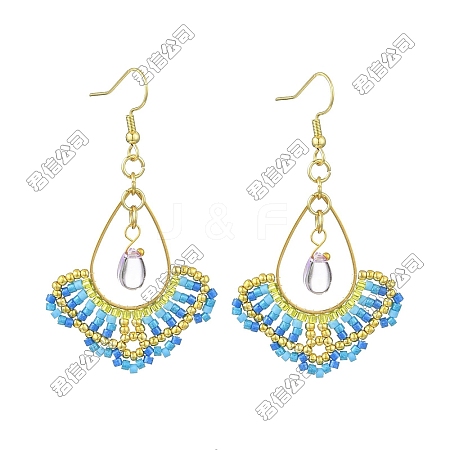 Handmade Glass Seed Beads Dangle Earrings EJEW-FS00077-1