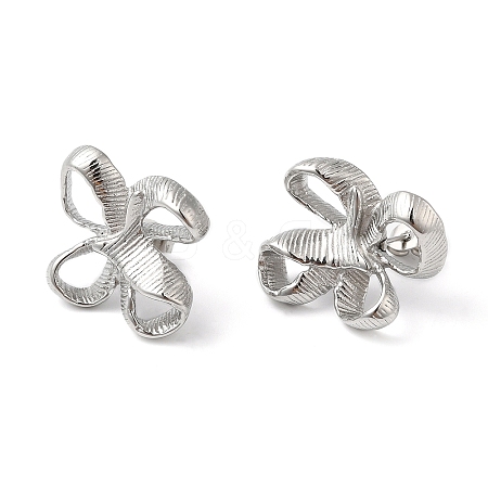 Non-Tarnish 304 Stainless Steel Hollow Flower Stud Earrings for Women EJEW-K244-27P-1