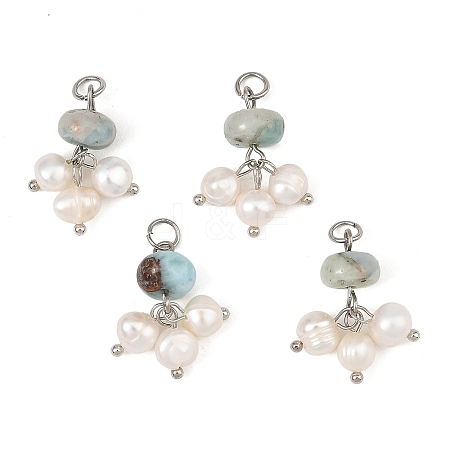 Natural Larimar & Natural Cultured Freshwater Pearl Pendants PALLOY-JF06004-1
