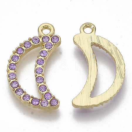Light Gold Plated Alloy Rhinestone Pendants X-PALLOY-S132-067-1