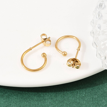 C-Shaped 304 Stainless Steel Stud Earrings EJEW-Z154-01G-01-1