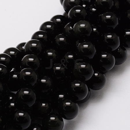 Natural Obsidian Round Beads Strands G-E329-4mm-37-01-1