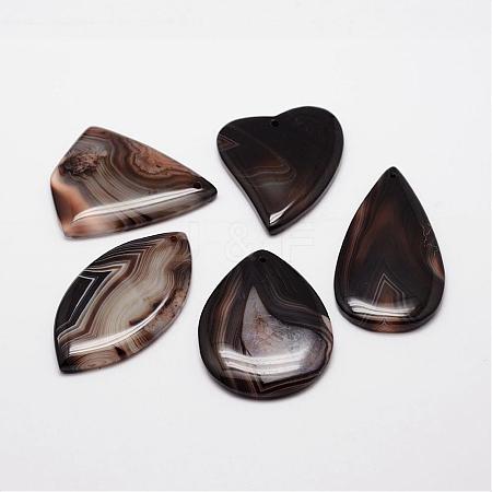 Natural Striped Agate/Banded Agate Pendants G-P155-06D-1