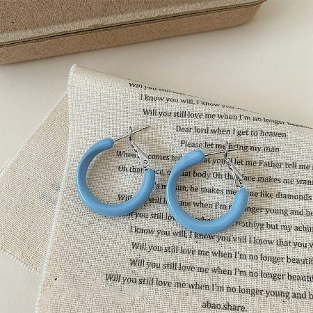 Alloy Epoxy Hoop Earrings FS-WG979F0-02-1