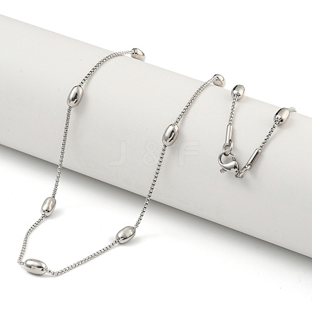 Non-Tarnish 304 Stainless Steel Box Chain Oval Link Necklaces NJEW-P315-01A-P-1