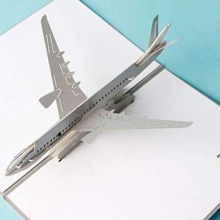 3D Pop Up Airliner Greeting Cards Travel Holiday Gifts DIY-N0001-076S-1