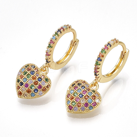 Brass Cubic Zirconia Dangle Hoop Earrings EJEW-S201-125-1