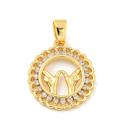 Brass Micro Pave Clear Cubic Zirconia Pendants LS-KK-U007-01G-07-1