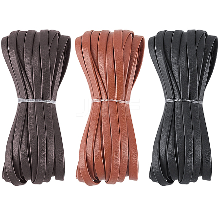 3Pcs 3 Colors Flat PU Leather Cord OCOR-CL0001-15A-1
