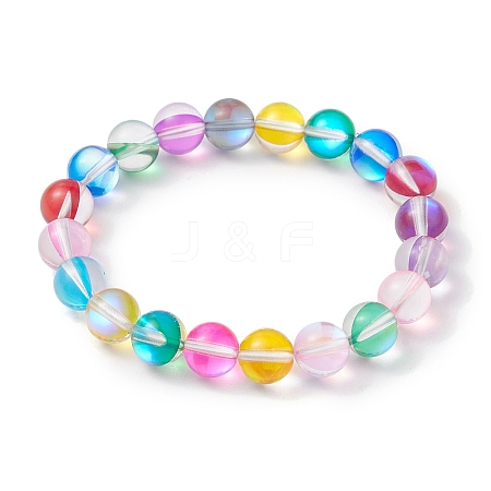 8.5mm Round Synthetic Multi-Moonstone Stretch Bracelets for Girls BJEW-JB10421-02-1