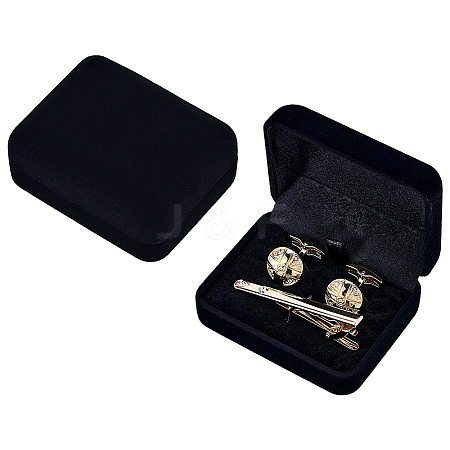 Portable Travel Velvet Jewelry Organizer Cases for Tie Clips CON-WH0089-248-1
