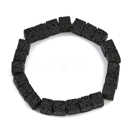 Natural Lava Rock Beaded Stretch Bracelets for Men Women BJEW-G727-01B-1