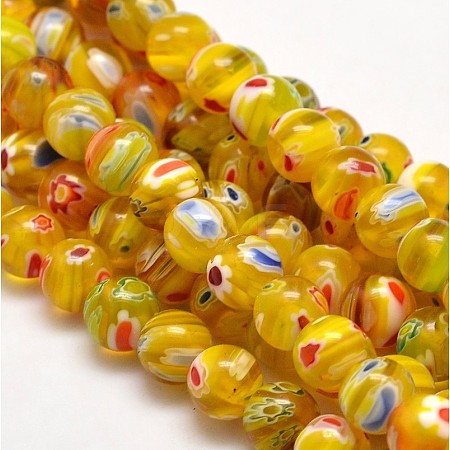 Round Millefiori Glass Beads Strands X-LK-P002-22-1