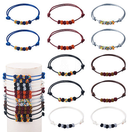 12Pcs 6 Colors Polyester Cord Braided Bracelets Women BJEW-TA0001-23-1