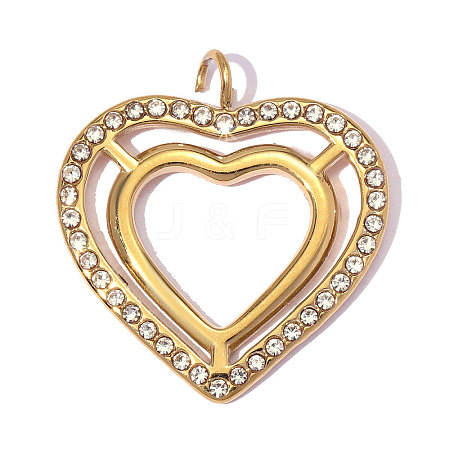 304 Stainless Steel with Crystal Rhinestone Pendants RB-OY001-13G-01-1