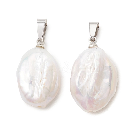 Natural Baroque Keshi Pearl Pendants PALLOY-JF05420-1