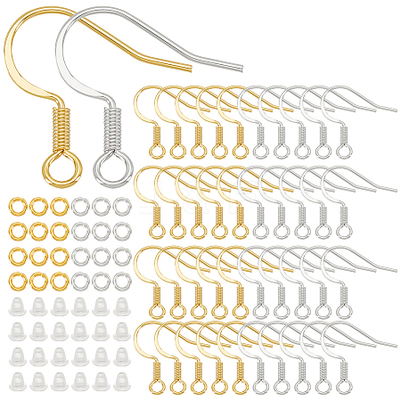 Brass Earring Hooks with Jump Rings & Plastic Ear Nuts DIY-PH0023-18-1