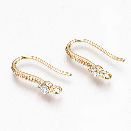 Brass Micro Pave Clear Cubic Zirconia Earring Hooks KK-R117-061-NF-1