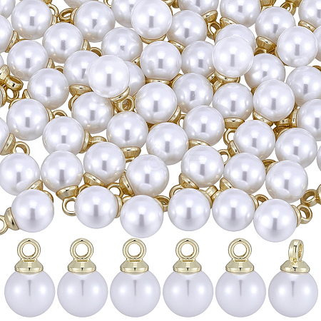 100Pcs ABS Plastic Imitation Pearl Pendants SACR-BM0001-01-1