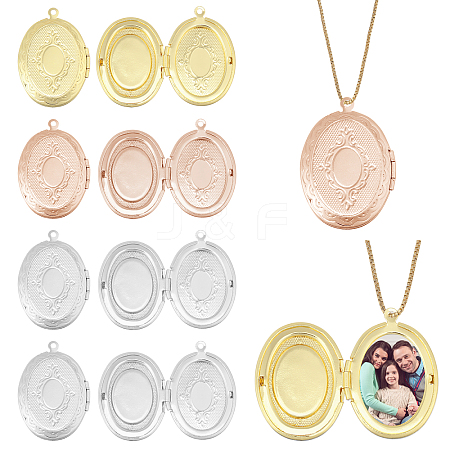 8Pcs 4 Colors Brass Locket Pendants KK-CA0002-85-1